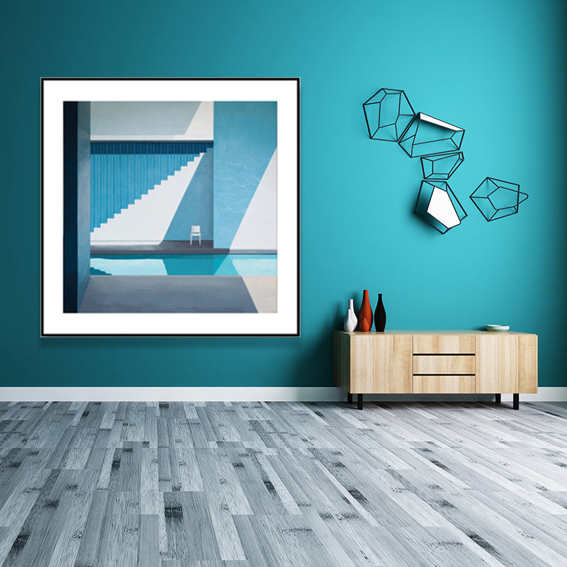 Vivolux | Nordic Canvas Print Dunkle Farbe Ecke eines Gebäudes und Stuhl Wandkunst Dekor für Schlafzimmer