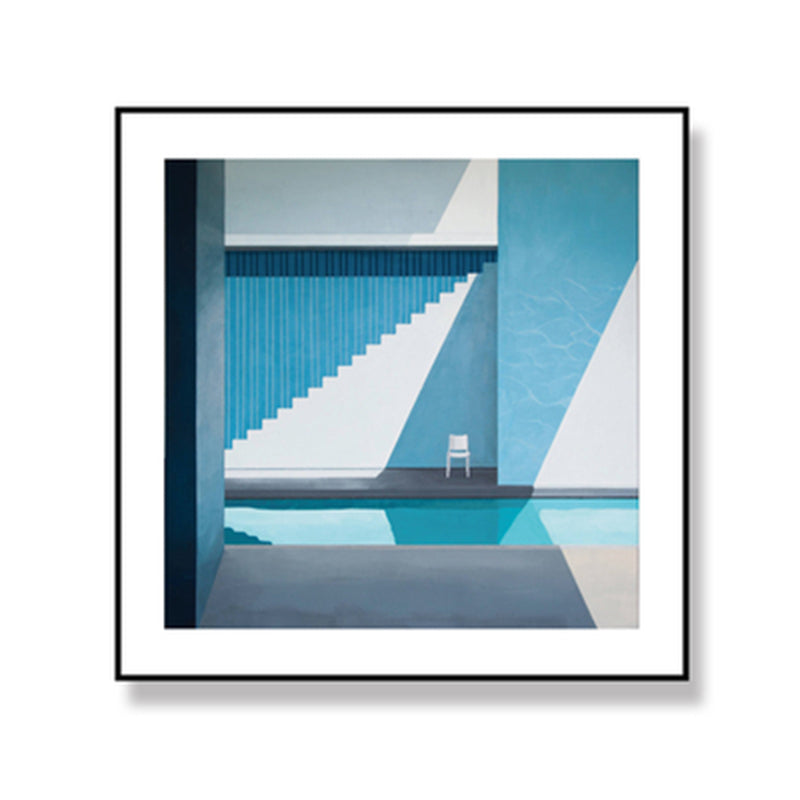 Vivolux | Nordic Canvas Print Dunkle Farbe Ecke eines Gebäudes und Stuhl Wandkunst Dekor für Schlafzimmer