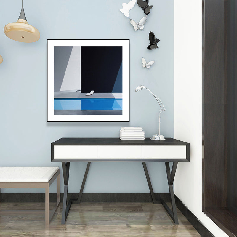 Vivolux | Nordic Canvas Print Dunkle Farbe Ecke eines Gebäudes und Stuhl Wandkunst Dekor für Schlafzimmer