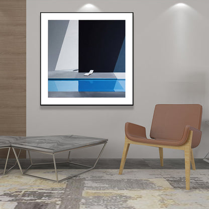 Vivolux | Nordic Canvas Print Dunkle Farbe Ecke eines Gebäudes und Stuhl Wandkunst Dekor für Schlafzimmer