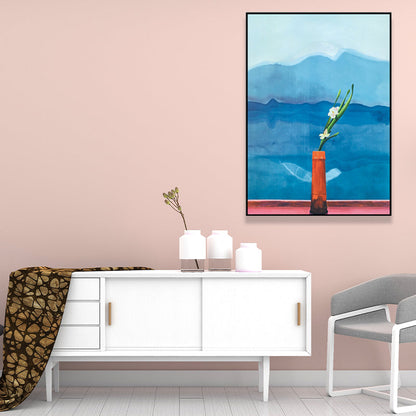 Vivolux | Nordic Flower und Seascape Malerei Blau Strukturierte Wandkunst für das Wohnzimmer (Mehrere Größenoptionen)
