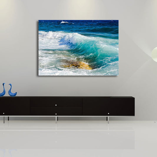 Vivolux | Blue Sea Surge Leinwandkunst Ozeanszenerie Tropix Texturierte Wanddekoration für das Wohnzimmer