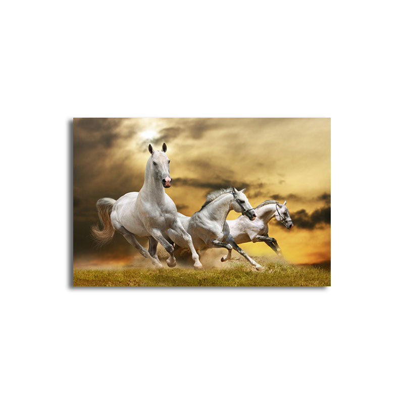 Vivolux | Feine Pferde Wandkunst Texturierte Zeitgenössische Wohnzimmer Leinwanddruck in Dunkler Farbe