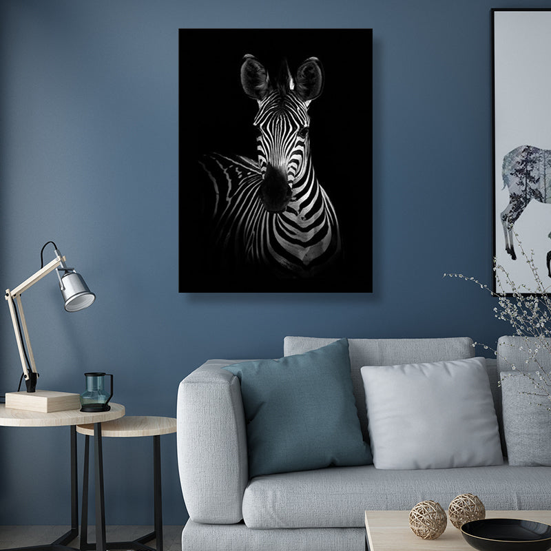 Vivolux | Fotografie Hedendaagse Wandkunstprint met Zebra Patroon in Donkere Kleur voor Thuis