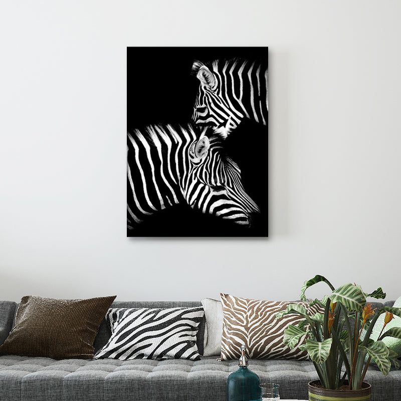 Vivolux | Fotografie Hedendaagse Wandkunstprint met Zebra Patroon in Donkere Kleur voor Thuis