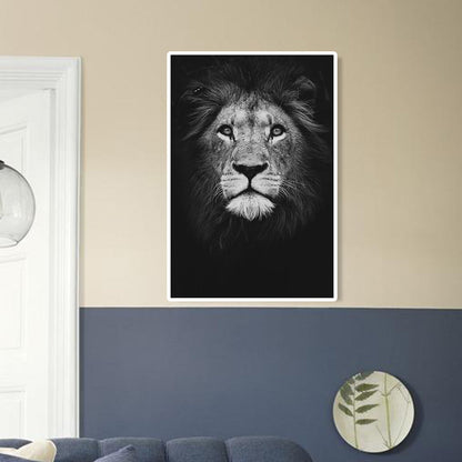 Vivolux | Dunkle Farbe Löwenkopf Leinwand Kunst Wildtier Moderne Texturierte Wanddekoration für das Schlafzimmer
