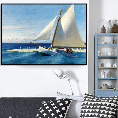 Vivolux | Tropics Segeln Wandkunst Blau und Weiß Jungs Schlafzimmer Malerei, Texturierte Oberfläche