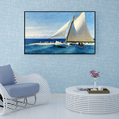 Vivolux | Tropics Segeln Wandkunst Blau und Weiß Jungs Schlafzimmer Malerei, Texturierte Oberfläche