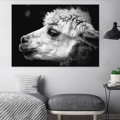 Vivolux | Schafkopf Leinwand Wandkunst für Schlafzimmer Tierdruck Wanddekoration in Grau, Textur
