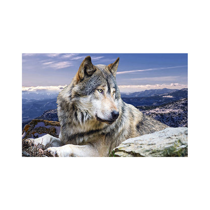 Vivolux | Zeitgenössischer Wolf Leinwanddruck Blau Wohnzimmer Wandkunst Dekoration, Texturierte Oberfläche