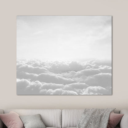 Vivolux | Graue Wolkenmeer-Leinwand Wandkunst Natur Landschaft Moderne strukturierte Wanddekoration für Zuhause