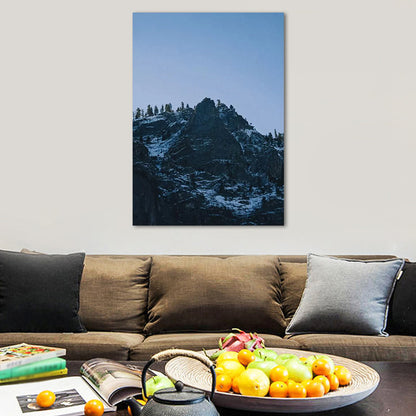 Vivolux | Düsteres Berglandschaft Canvas Wandkunst für das Wohnzimmer, Dunkelblau, Texturierte Oberfläche