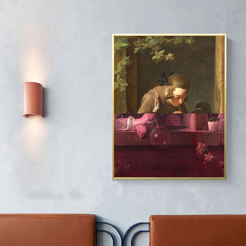 Vivolux | Braunes Schreibmaiden-Leinwand-Ölgemälde Retro Texturierten Wanddekoration für Gästezimmer