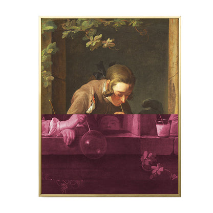 Vivolux | Braunes Schreibmaiden-Leinwand-Ölgemälde Retro Texturierten Wanddekoration für Gästezimmer