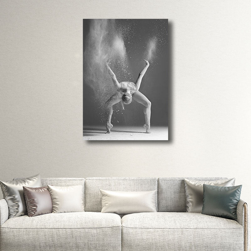 Vivolux | Zeitgenössische Wandkunst Dekor Graue tanzende Mädchen Eingewickelte Leinwand für Schlafzimmer, Mehrere Größen Verfügbar