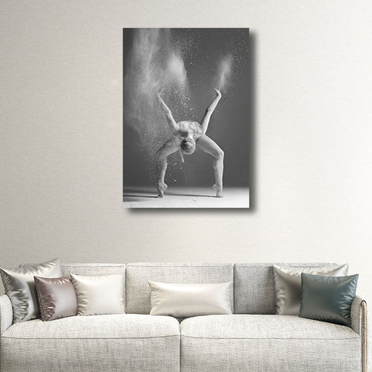 Vivolux | Zeitgenössische Wandkunst Dekor Graue tanzende Mädchen Eingewickelte Leinwand für Schlafzimmer, Mehrere Größen Verfügbar