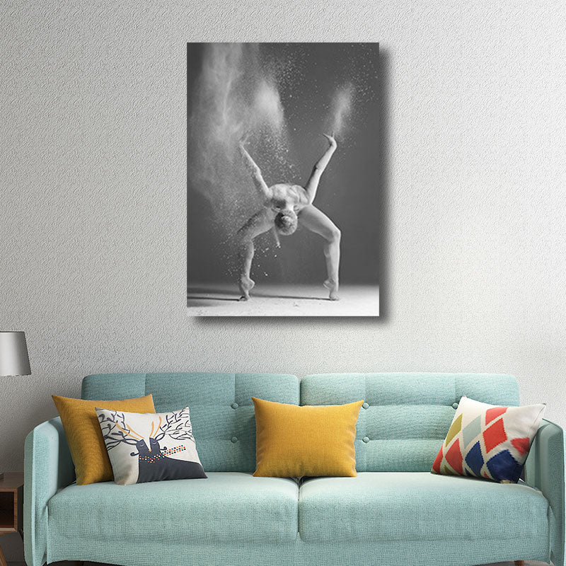 Vivolux | Zeitgenössische Wandkunst Dekor Graue tanzende Mädchen Eingewickelte Leinwand für Schlafzimmer, Mehrere Größen Verfügbar