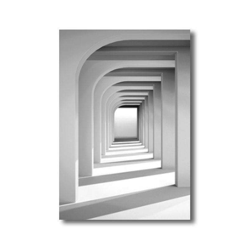 Vivolux | Corridor Building Canvas-Druck Einfachheit Texturiertes Wanddekor in hellen Farben