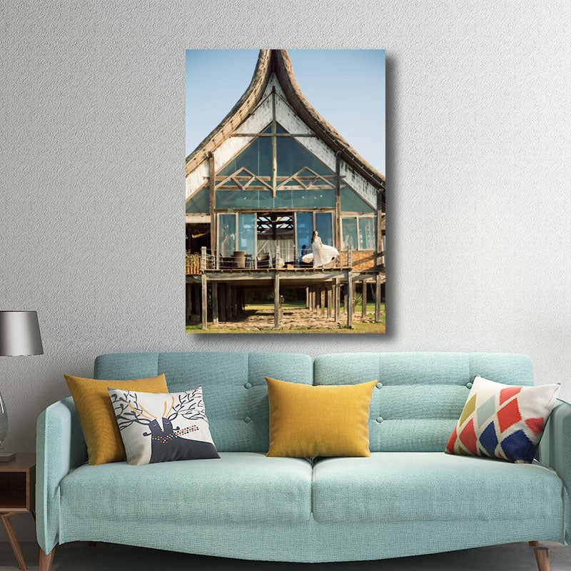 Vivolux | Leinwand Dekorative Kunstdruck Mediterrane Architektur Wanddekoration in Dunkelfarbe für das Wohnzimmer