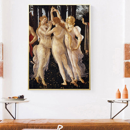 Vivolux | Vintage Stil Schwangere Frau Malerei Leinwand Braun Wiederbelebung Religion Wandkunst Druck