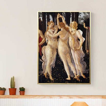 Vivolux | Vintage Stil Schwangere Frau Malerei Leinwand Braun Wiederbelebung Religion Wandkunst Druck
