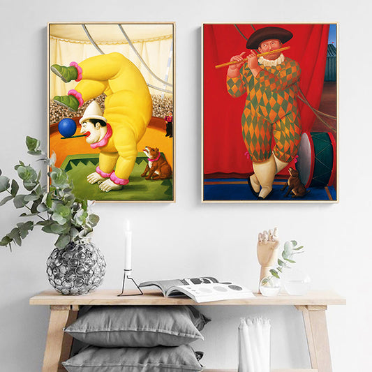 Vivolux | Zeitgenössisches Mann und Hund Leinwand Helle Farbe Esszimmer Gemälde, Verschiedene Größen