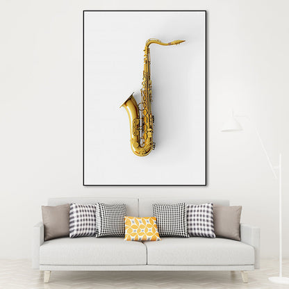 Vivolux | Gold Saxophon Wandkunst Deko Musik Modernistische Dekorative Leinwanddrucke für Großer Raum
