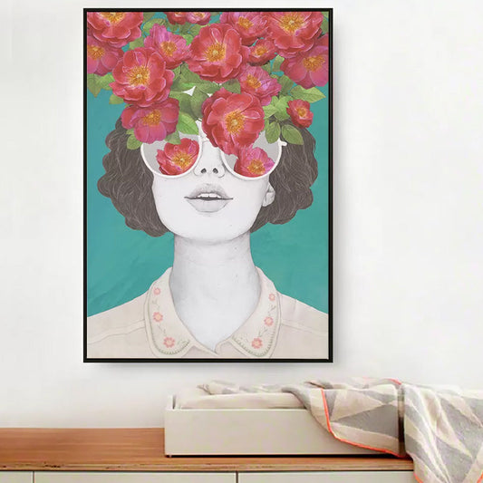 Vivolux | Pastellfarbe junge Frauen Leinwand Glam-Stil Texturierte Wandkunst Dekoration für Mädchenzimmer