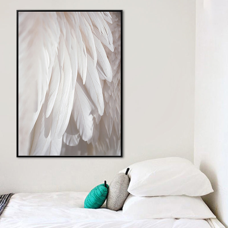 Vivolux | Weiße Flügel-Leinwandkunst Dekorativ Minimalistisch für Korridor Wanddeko, Mehrere Größen