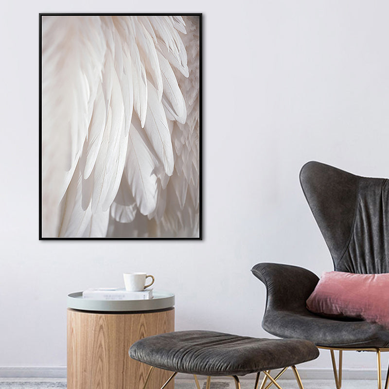 Vivolux | Weiße Flügel-Leinwandkunst Dekorativ Minimalistisch für Korridor Wanddeko, Mehrere Größen