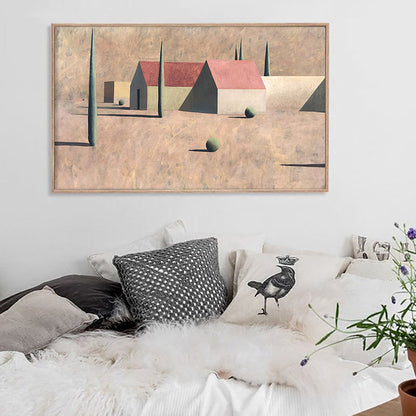 Vivolux | Kleine Bungalow Wanddecoratie Bruin Canvas Schilderij Textuur, Verschillende Maatopties