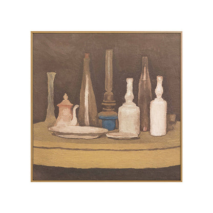 Vivolux | Traditioneller Stil Malerei Brauner Schreibtisch und Tischgeschirr Wandkunstdruck, Mehrere Größen