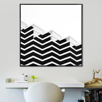 Vivolux | Grau Modernist Canvas Wandkunst Kreatives Gebäude Quadrat Malerei Dekor für Schlafzimmer