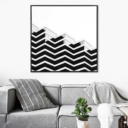 Vivolux | Grau Modernist Canvas Wandkunst Kreatives Gebäude Quadrat Malerei Dekor für Schlafzimmer