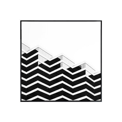 Vivolux | Grau Modernist Canvas Wandkunst Kreatives Gebäude Quadrat Malerei Dekor für Schlafzimmer