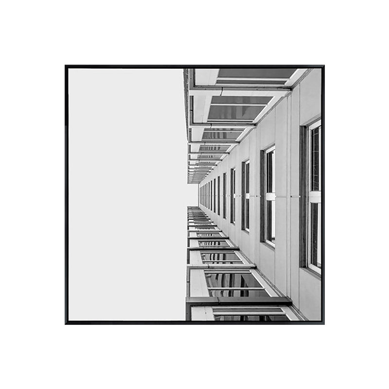 Vivolux | Grau Modernist Canvas Wandkunst Kreatives Gebäude Quadrat Malerei Dekor für Schlafzimmer