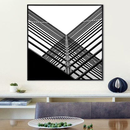 Vivolux | Grau Modernist Canvas Wandkunst Kreatives Gebäude Quadrat Malerei Dekor für Schlafzimmer