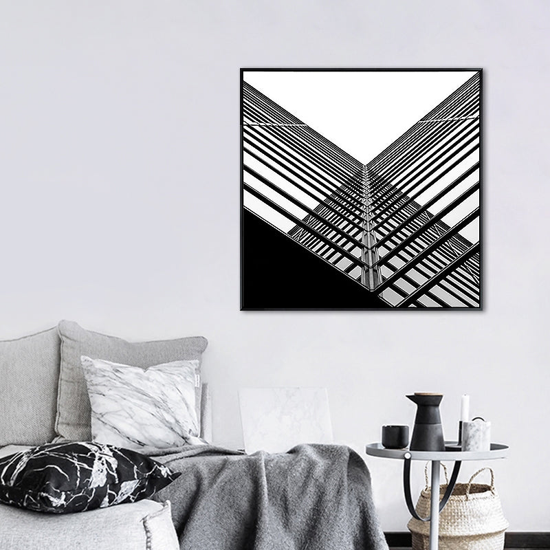 Vivolux | Grau Modernist Canvas Wandkunst Kreatives Gebäude Quadrat Malerei Dekor für Schlafzimmer