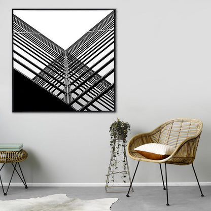 Vivolux | Grau Modernist Canvas Wandkunst Kreatives Gebäude Quadrat Malerei Dekor für Schlafzimmer