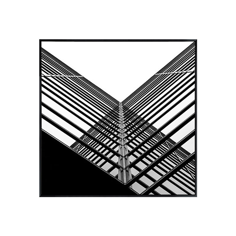 Vivolux | Grau Modernist Canvas Wandkunst Kreatives Gebäude Quadrat Malerei Dekor für Schlafzimmer