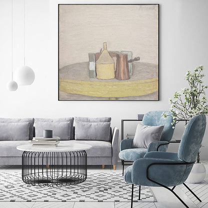 Vivolux | Traditionelles Tischgeschirr und Schreibtisch-Canvas-Badezimmer-Wandkunst in Braun, mehrere Größen