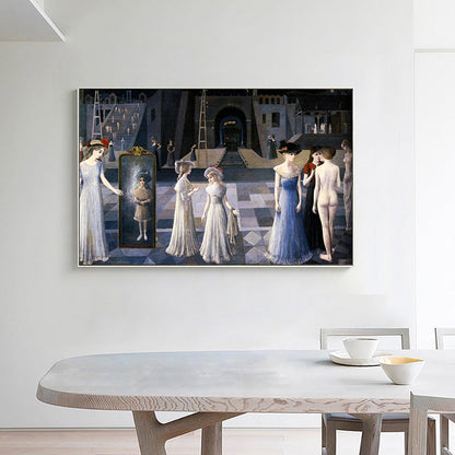 Vivolux | Ölmalerei Jungfrau Party Kunst Traditioneller Stil Leinwand Texturiert Wanddekoration in Blau