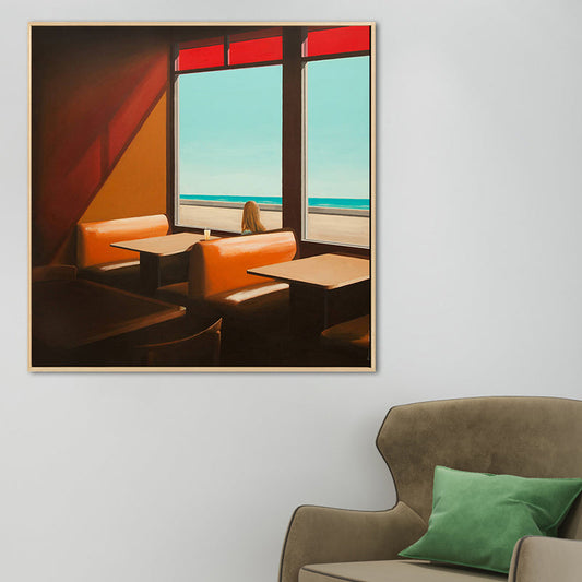 Vivolux | Zachte Kleur Seaside Maiden Canvas Olieverf Schilderij Moderne Stijl Textuur Kunst voor Keuken