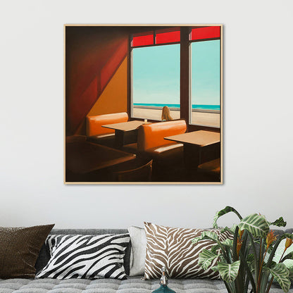 Vivolux | Zachte Kleur Seaside Maiden Canvas Olieverf Schilderij Moderne Stijl Textuur Kunst voor Keuken