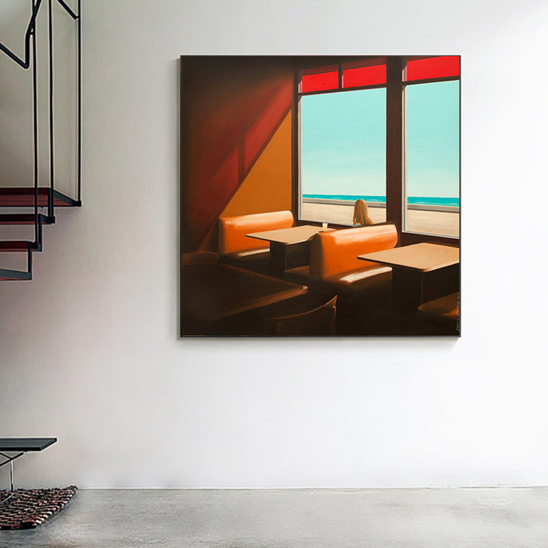 Vivolux | Zachte Kleur Seaside Maiden Canvas Olieverf Schilderij Moderne Stijl Textuur Kunst voor Keuken
