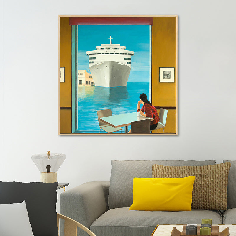 Vivolux | Zachte Kleur Seaside Maiden Canvas Olieverf Schilderij Moderne Stijl Textuur Kunst voor Keuken