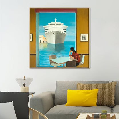 Vivolux | Zachte Kleur Seaside Maiden Canvas Olieverf Schilderij Moderne Stijl Textuur Kunst voor Keuken