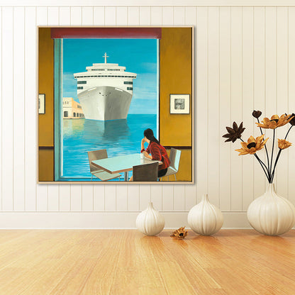 Vivolux | Zachte Kleur Seaside Maiden Canvas Olieverf Schilderij Moderne Stijl Textuur Kunst voor Keuken