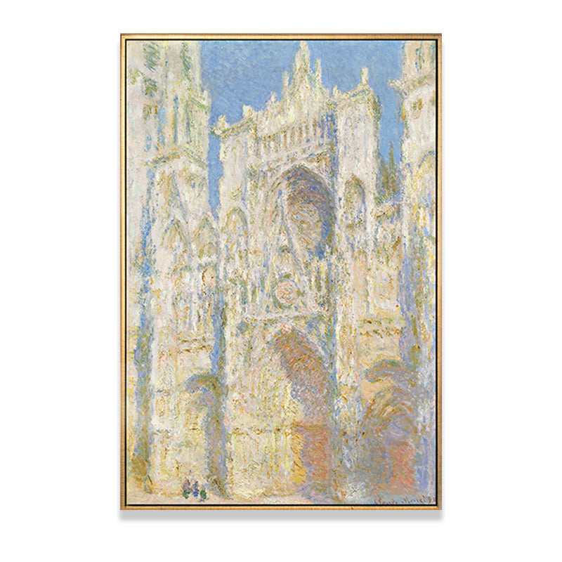 Vivolux | Monet Rouen Kathedrale Wandkunst Traditioneller Texturierter Leinwanddruck in Pastellfarbe