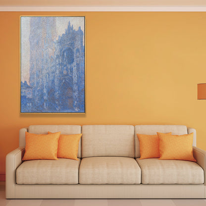 Vivolux | Monet Rouen Kathedrale Wandkunst Traditioneller Texturierter Leinwanddruck in Pastellfarbe